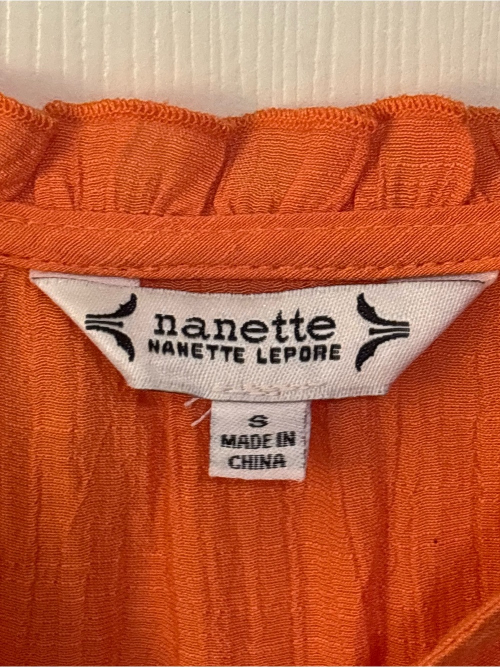 Nanette Lepore Orange Textured Short Sleeve Top — Size S - Picture 7 of 10